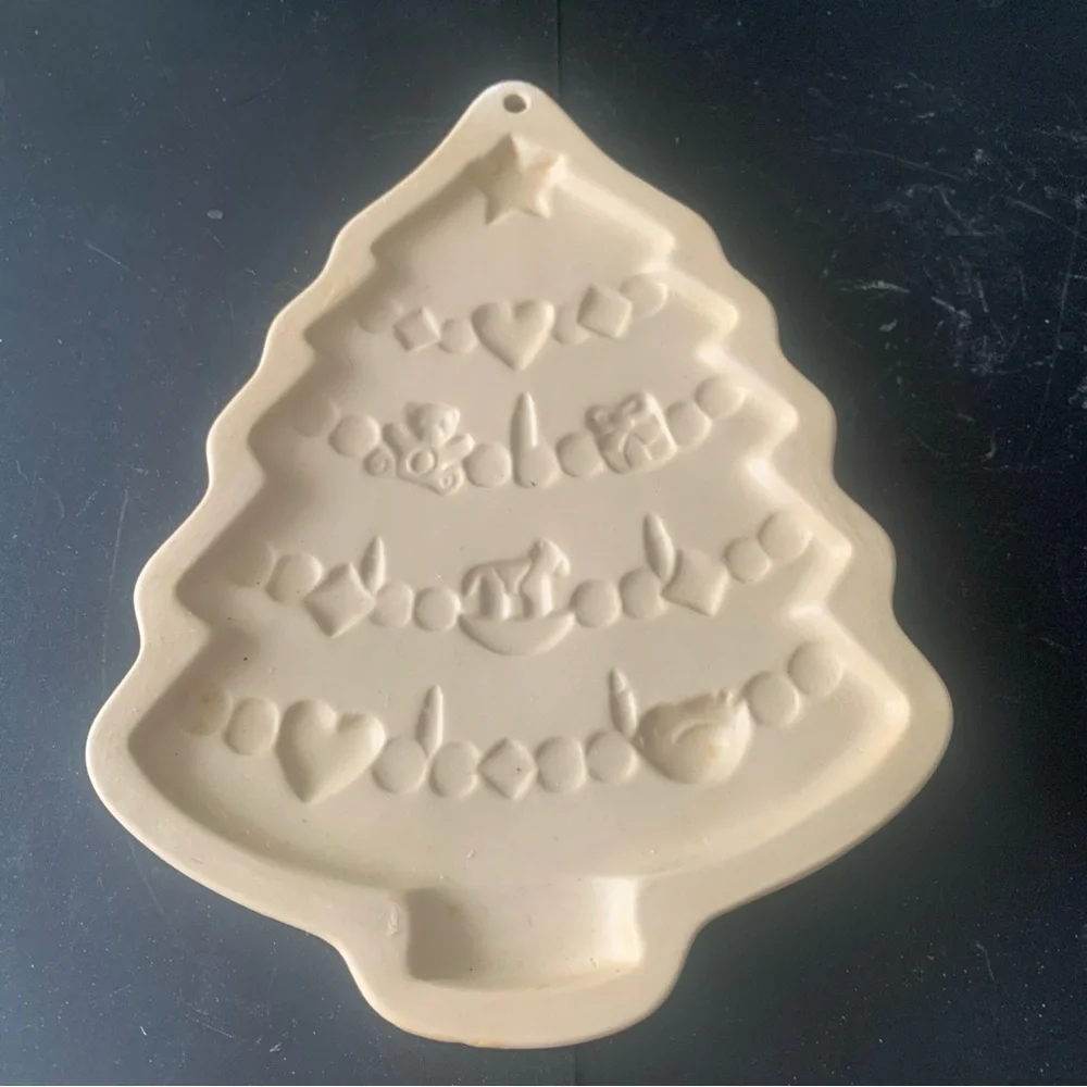 Vintage Brown Bag Cookie Art Stoneware 1986 Hill Design Craft Mold X-Mas Tree